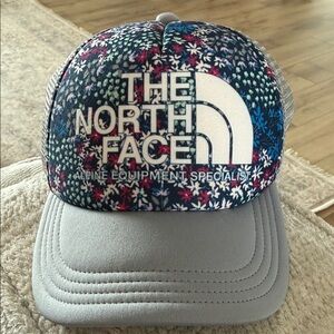The North Face Floral Logo Trucker Hat - Navy, Gray, White, Pink